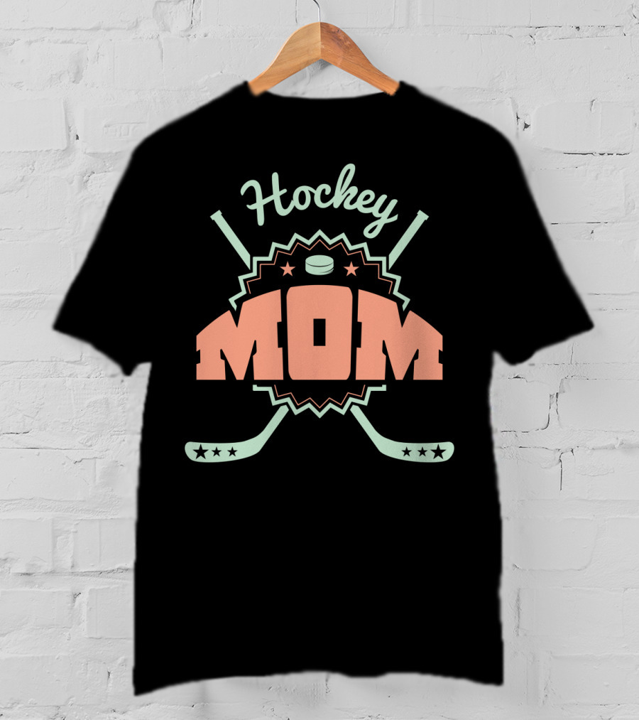 Hockey Mom Mother Parent Ice Skates Stars Puck T-Shirt