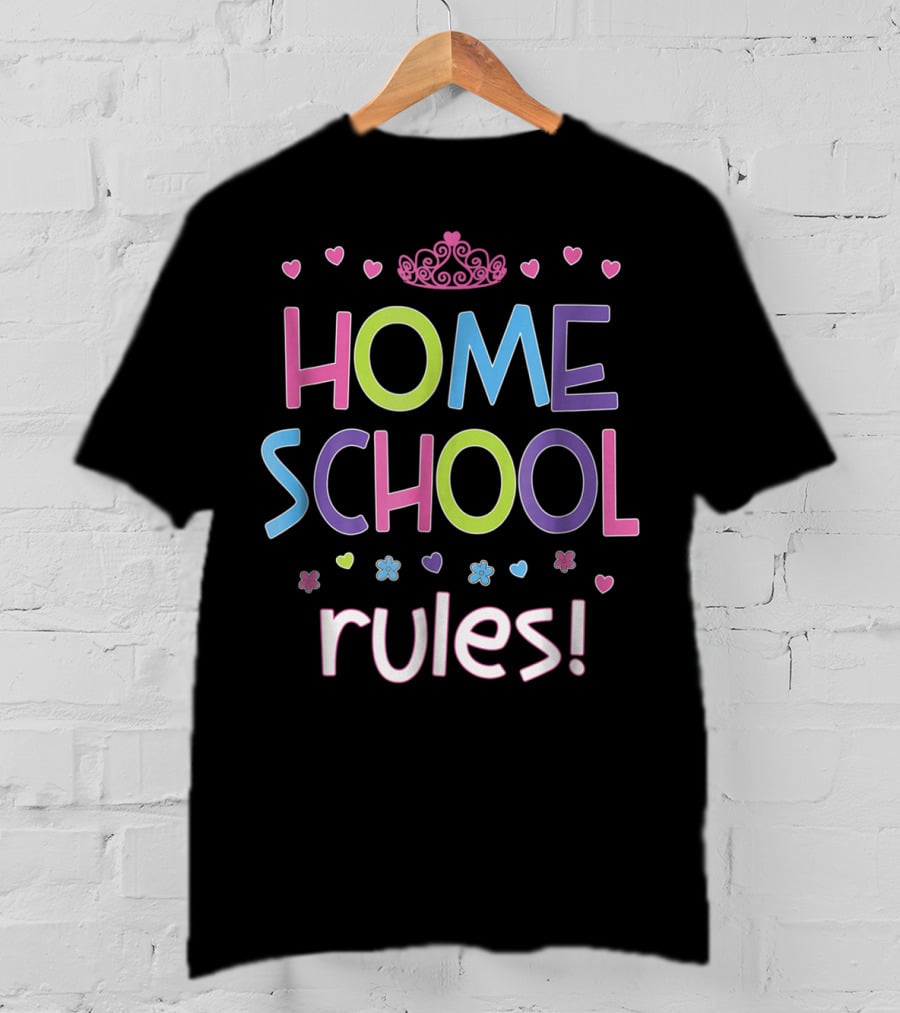 Home School Rules Cute Girl Mom Homeschool Kids T-Shirt