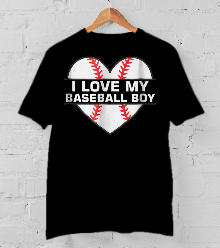 I Love My Baseball Boy Heart Design Women Cute 1 Fan Game6 T-Shirt