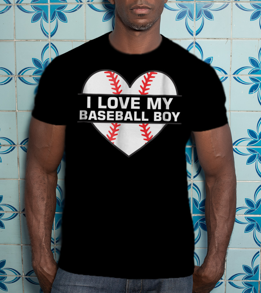 I Love My Baseball Boy Heart Design Women Cute 1 Fan Game6 T-Shirt