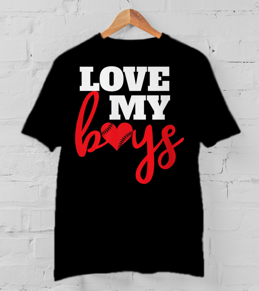 LOVE MY BOYS Baseball Heart T-Shirt