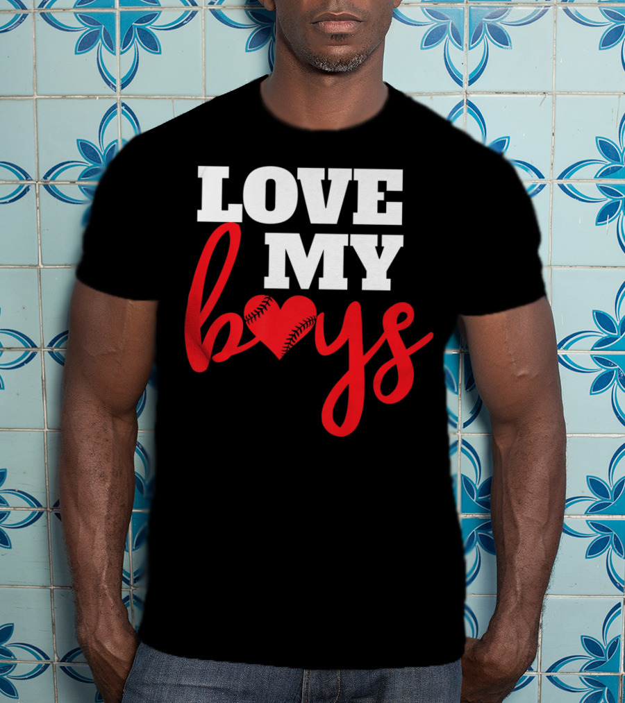 LOVE MY BOYS Baseball Heart T-Shirt
