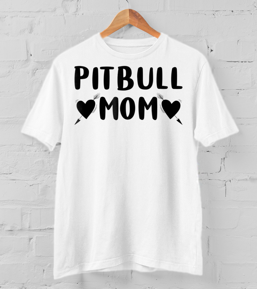 Mama Pitbull Women's Funny Idea Pitbull Mom Hearts Mom S7 T-Shirt