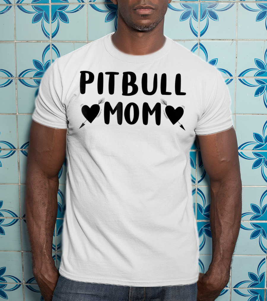 Mama Pitbull Women's Funny Idea Pitbull Mom Hearts Mom S7 T-Shirt