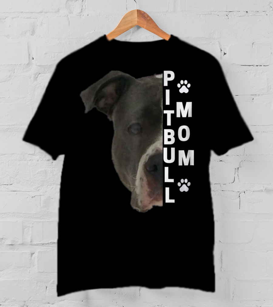 Pitbull Mom Pit Bull Lover Dog Momma Bully Breed Paw Prints T-Shirt