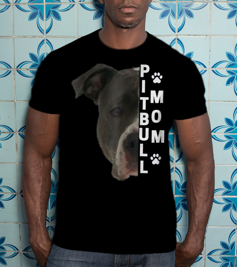 Pitbull Mom Pit Bull Lover Dog Momma Bully Breed Paw Prints T-Shirt