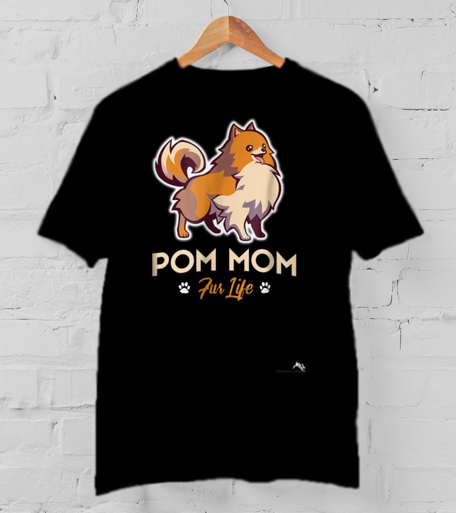 Pom Mom Fur Life Pomeranian Paw Prints T-Shirt