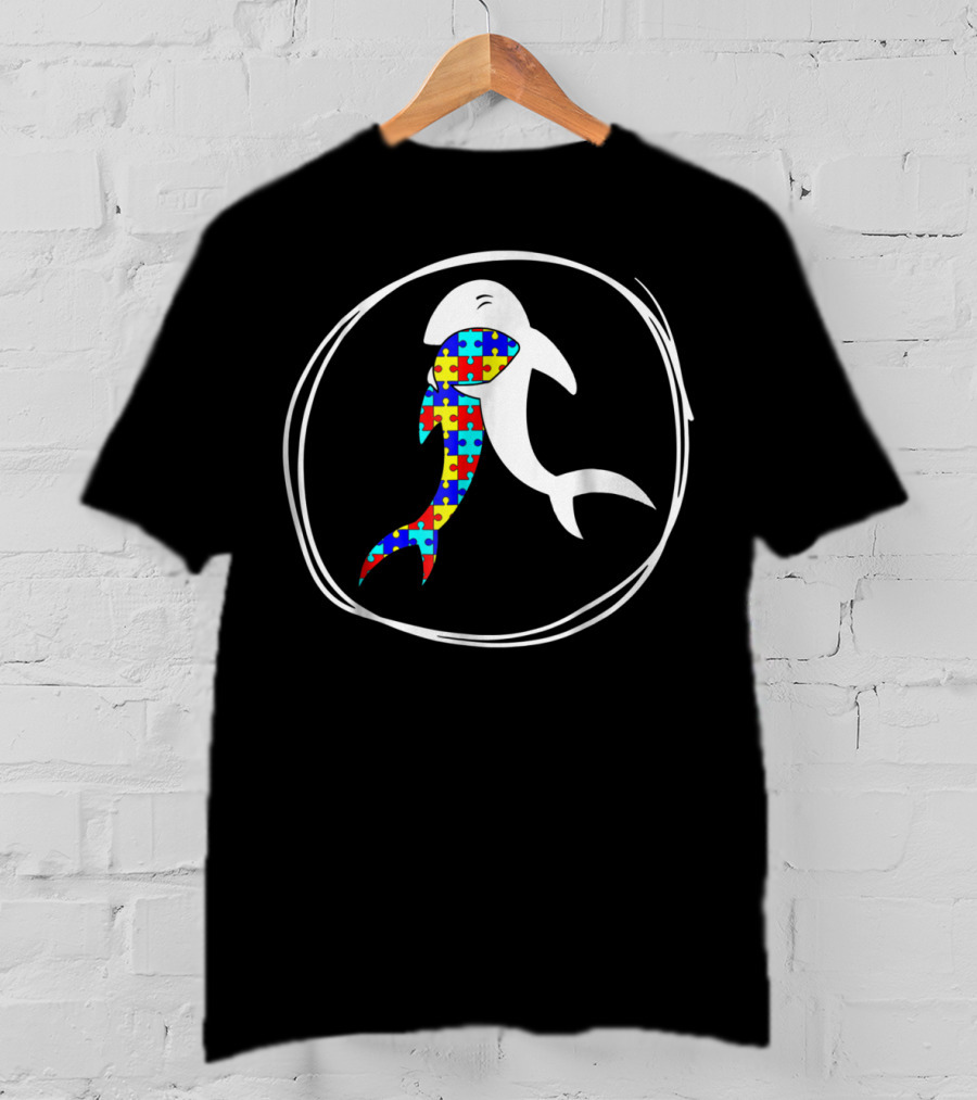 Shark Lover Autism Awareness Puzzle T-Shirt