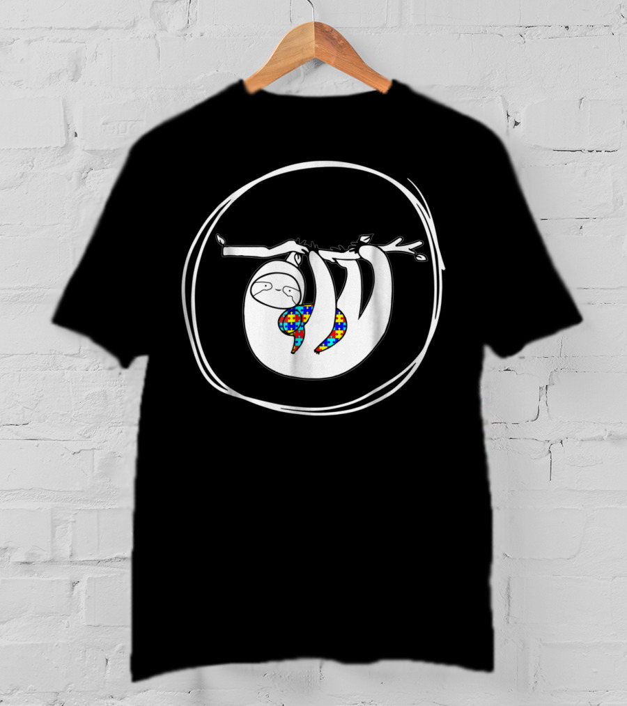 Sloth Autism Awareness Sloth Lover Puzzle T-Shirt