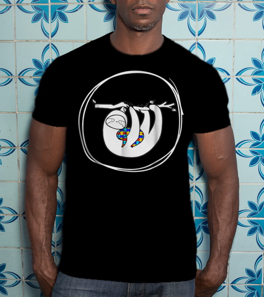 Sloth Autism Awareness Sloth Lover Puzzle T-Shirt