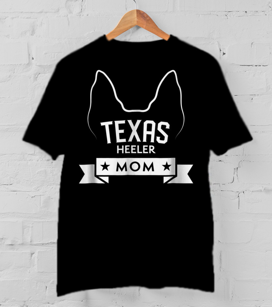Texas Heeler Mom Dog Breed Lover With Ears And Stars T-Shirt
