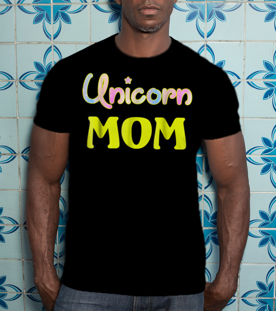Unicorn Mom Magic Star Pastel Neon Lettering T-Shirt