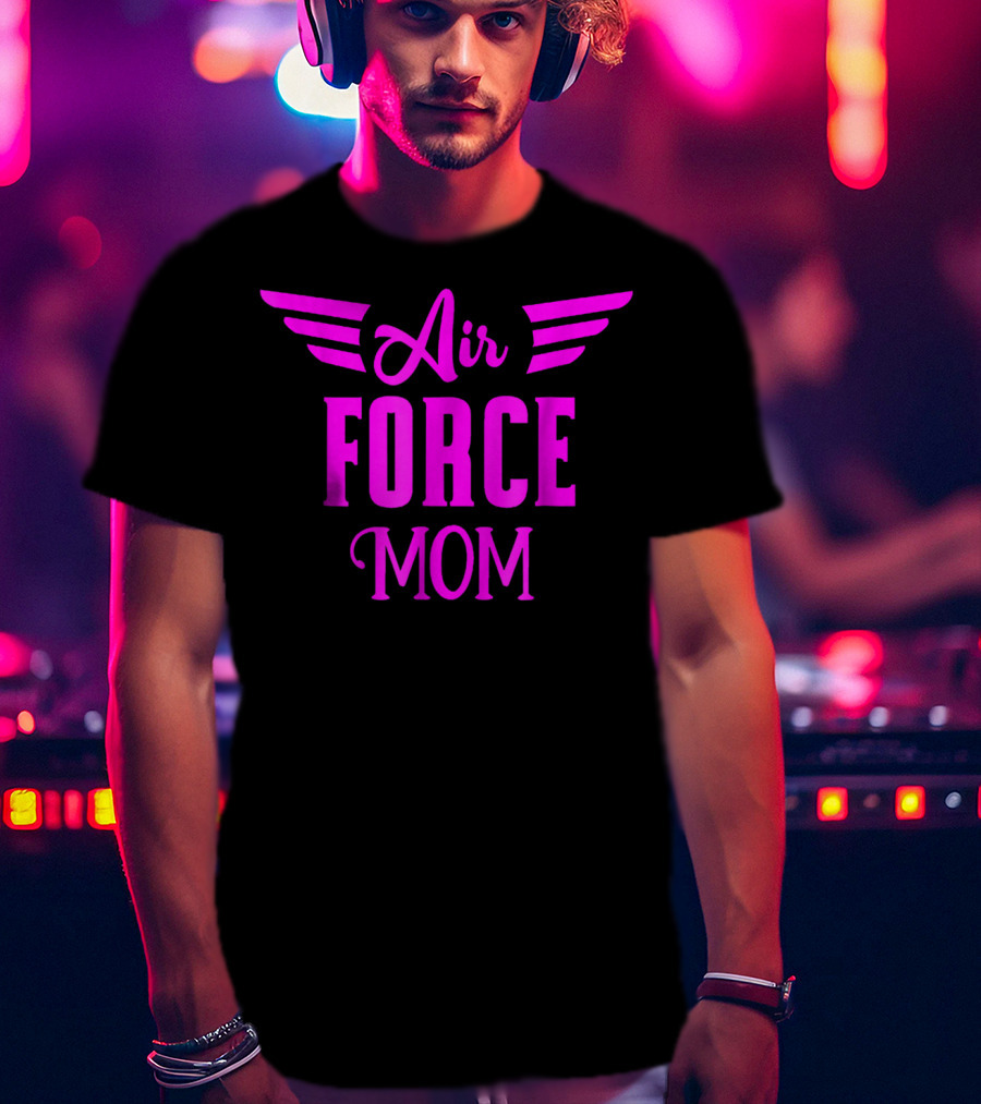 US Air Force Pink Proud Air Force Mom Wings T-Shirt