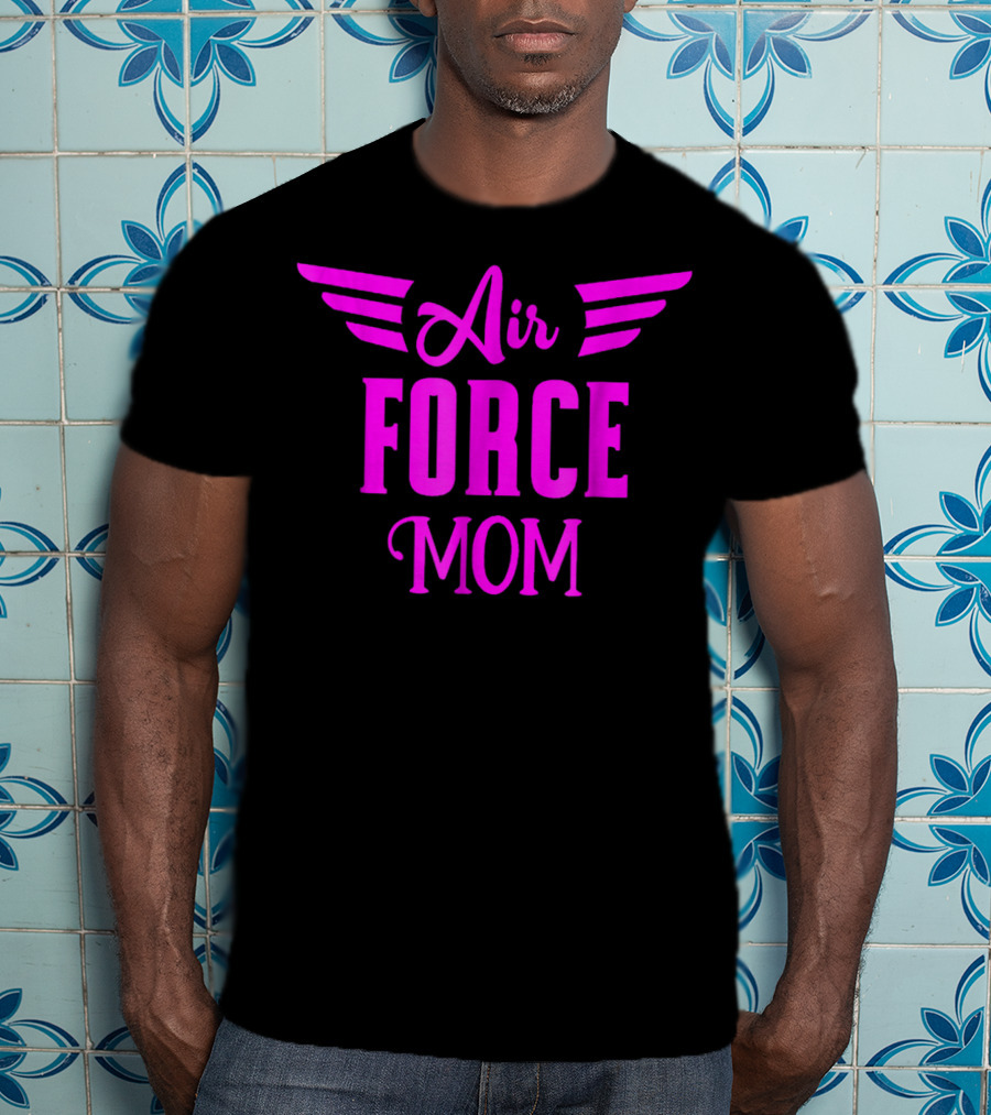 US Air Force Pink Proud Air Force Mom Wings T-Shirt