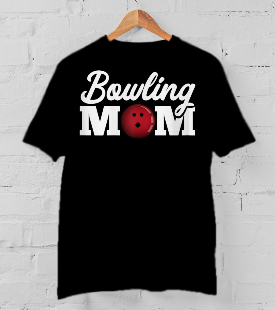 Bowling Mom With Red Bowling Ball Icon Striking Fun T-Shirt