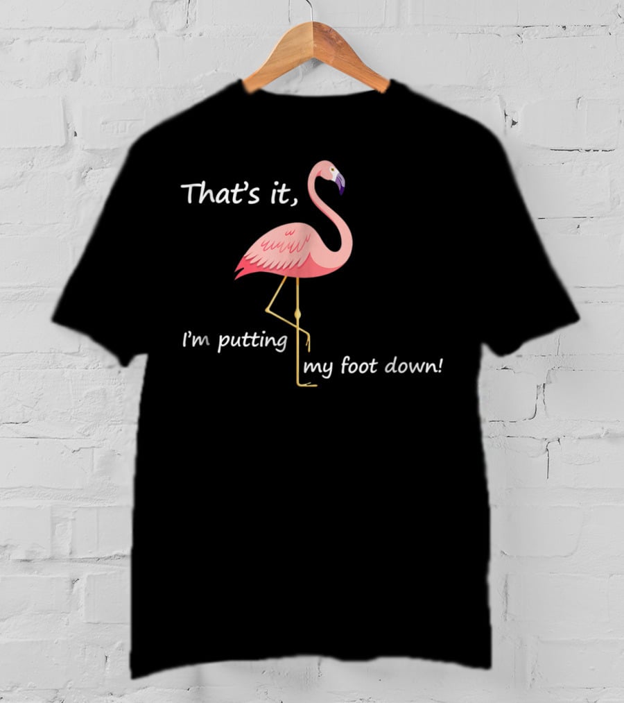 That's It I'm Putting My Foot Down Funny Flamingo Humour T-Shirt