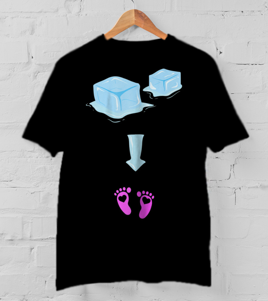 Ice Ice Girls Pregnancy Announcement Mom Of Girls Ice Cubes Baby Feet T-Shirt