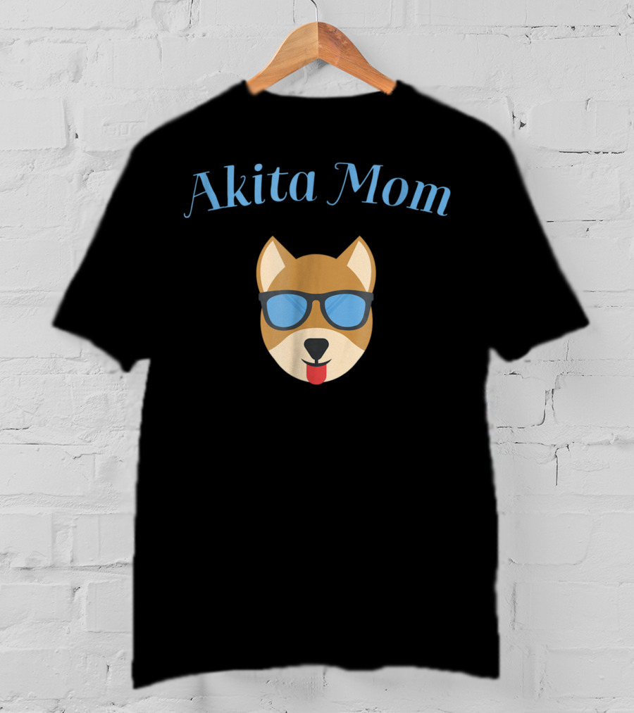 Akita Mom Dog With Sunglasses Celebrating Puppy Love And Fur Babies T-Shirt