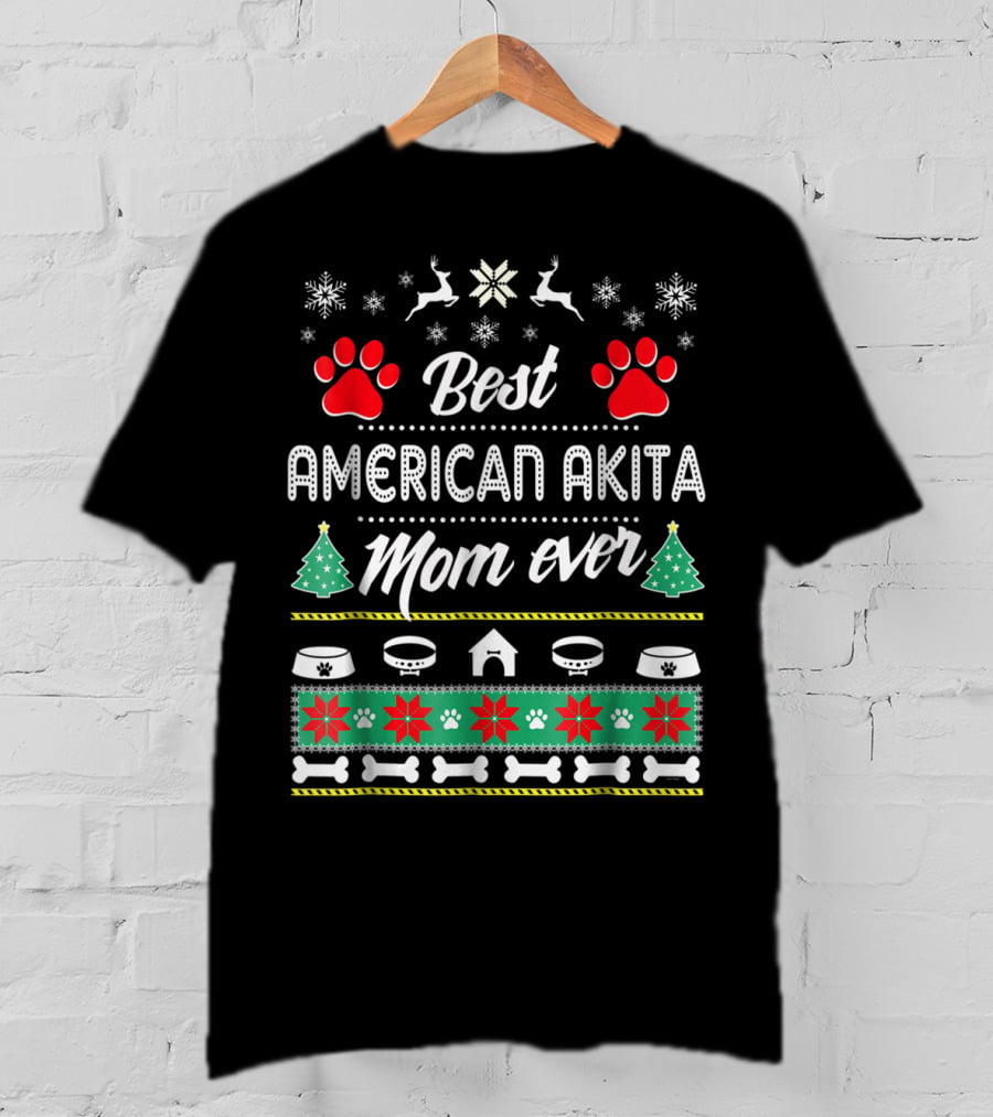 Best American Akita Mom Ever Winter Paw Prints T-Shirt