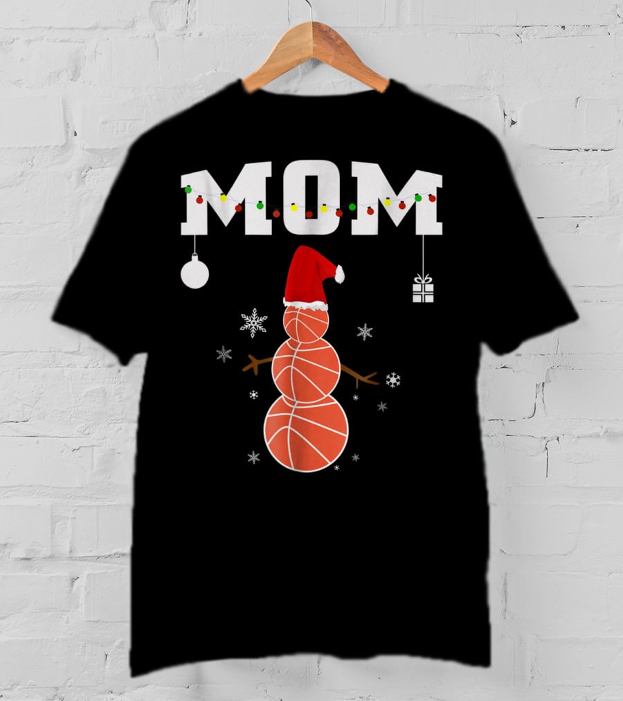 Basketball Mom Snowman Christmas Family Matching Holiday 90s T-Shirt