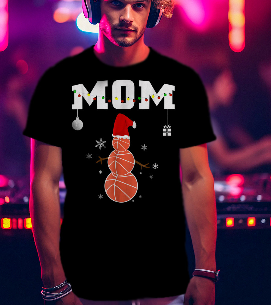 Basketball Mom Snowman Christmas Family Matching Holiday 90s T-Shirt