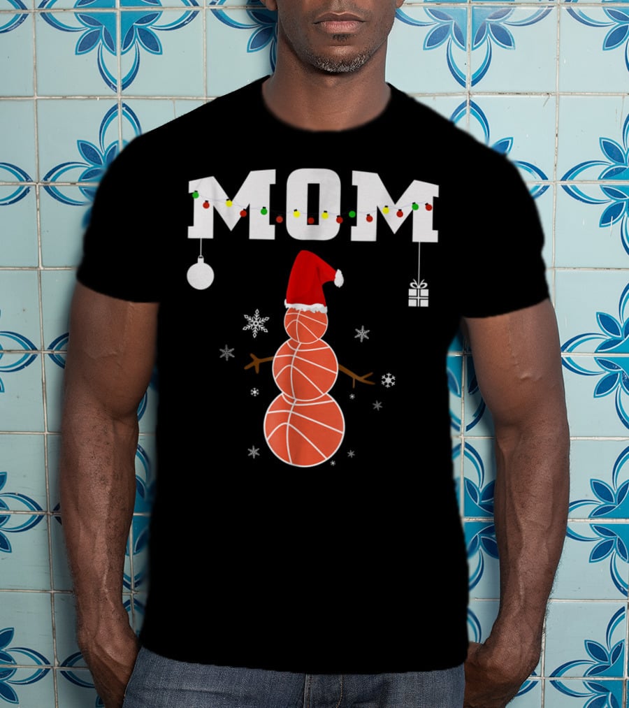 Basketball Mom Snowman Christmas Family Matching Holiday 90s T-Shirt