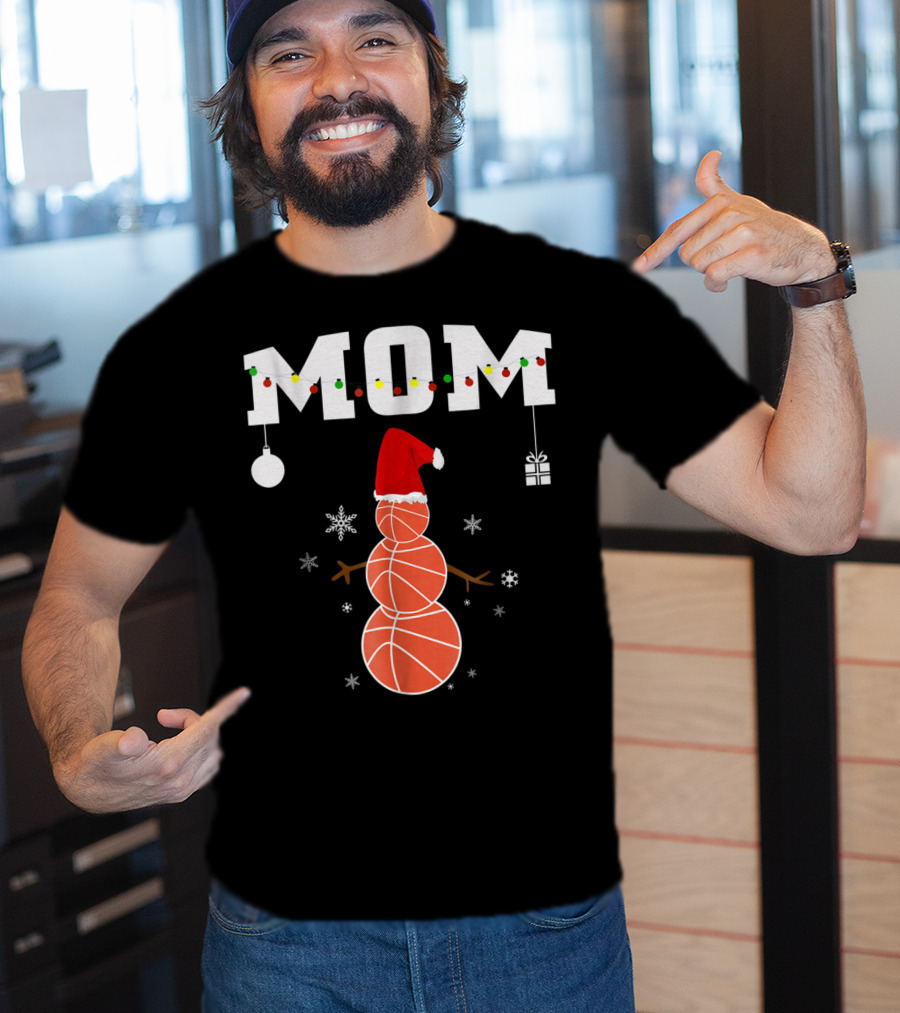 Basketball Mom Snowman Christmas Family Matching Holiday 90s T-Shirt