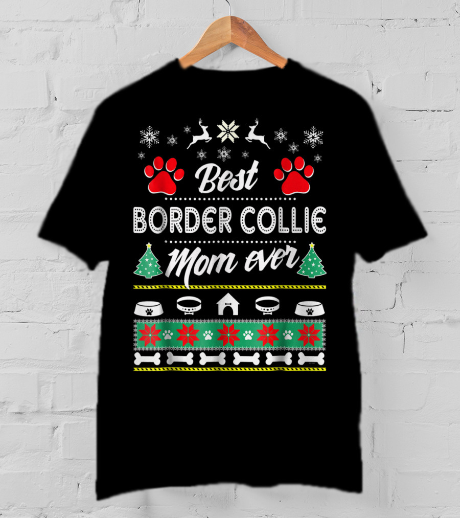Best Border Collie Mom Ever Christmas T-Shirt