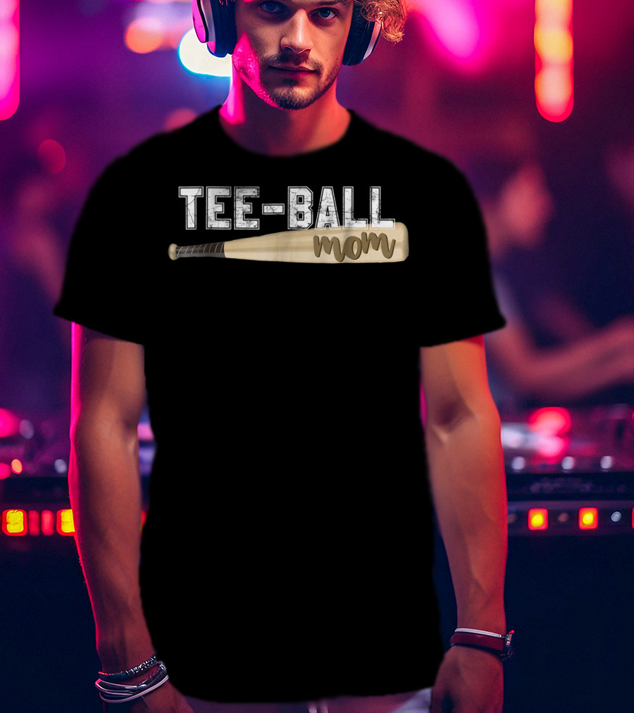 Tee-Ball Mom Baseball Bat Cute Teeball T-Shirt