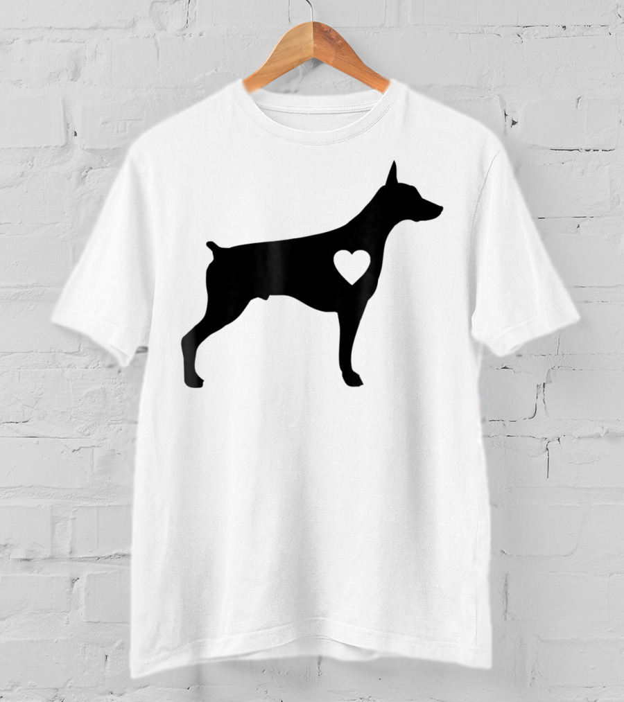 Doberman Heart Love Silhouette Dog Mom90 T-Shirt