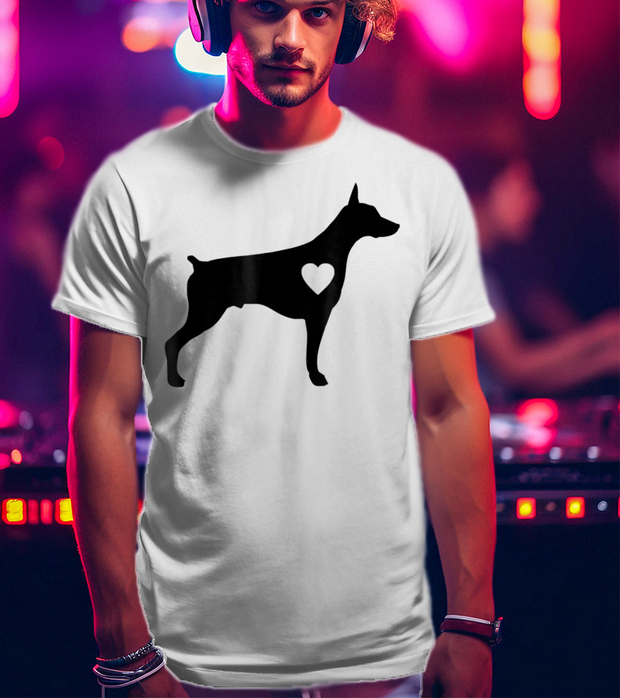 Doberman Heart Love Silhouette Dog Mom90 T-Shirt