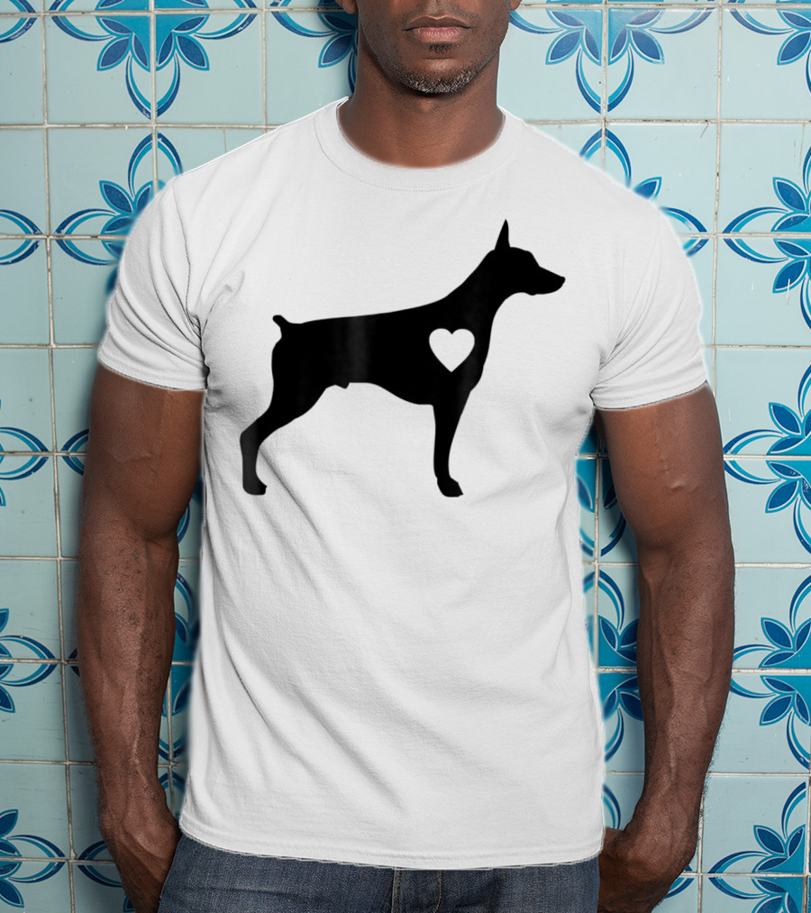 Doberman Heart Love Silhouette Dog Mom90 T-Shirt