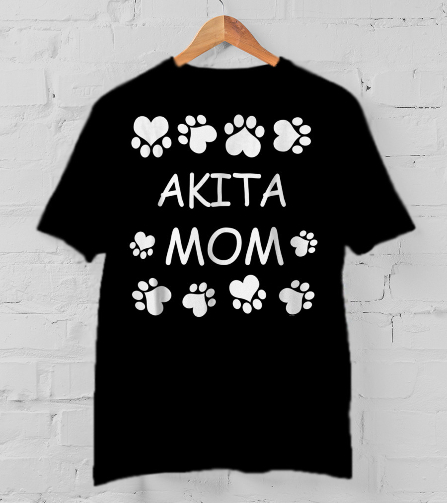 Akita Mom Paw Prints Hearts Christmas Birthday T-Shirt