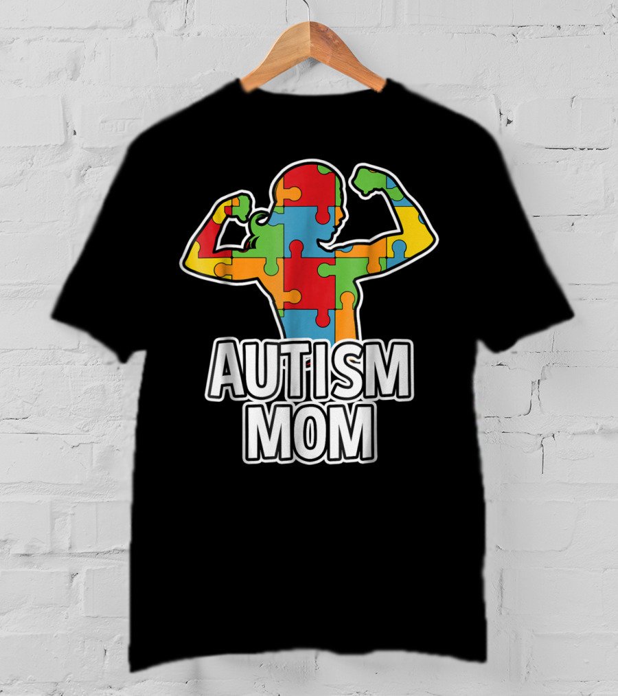 Autism Mom Puzzle Piece Awareness T-Shirt