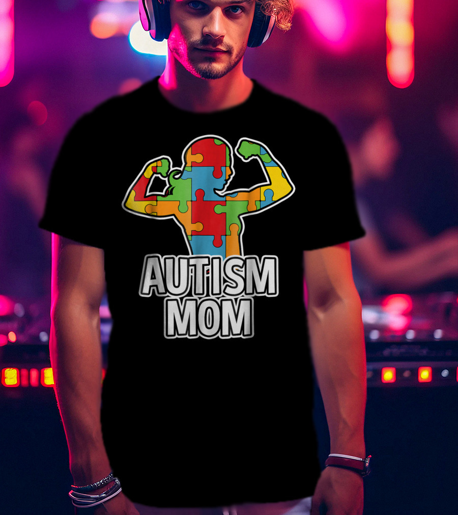 Autism Mom Puzzle Piece Awareness T-Shirt