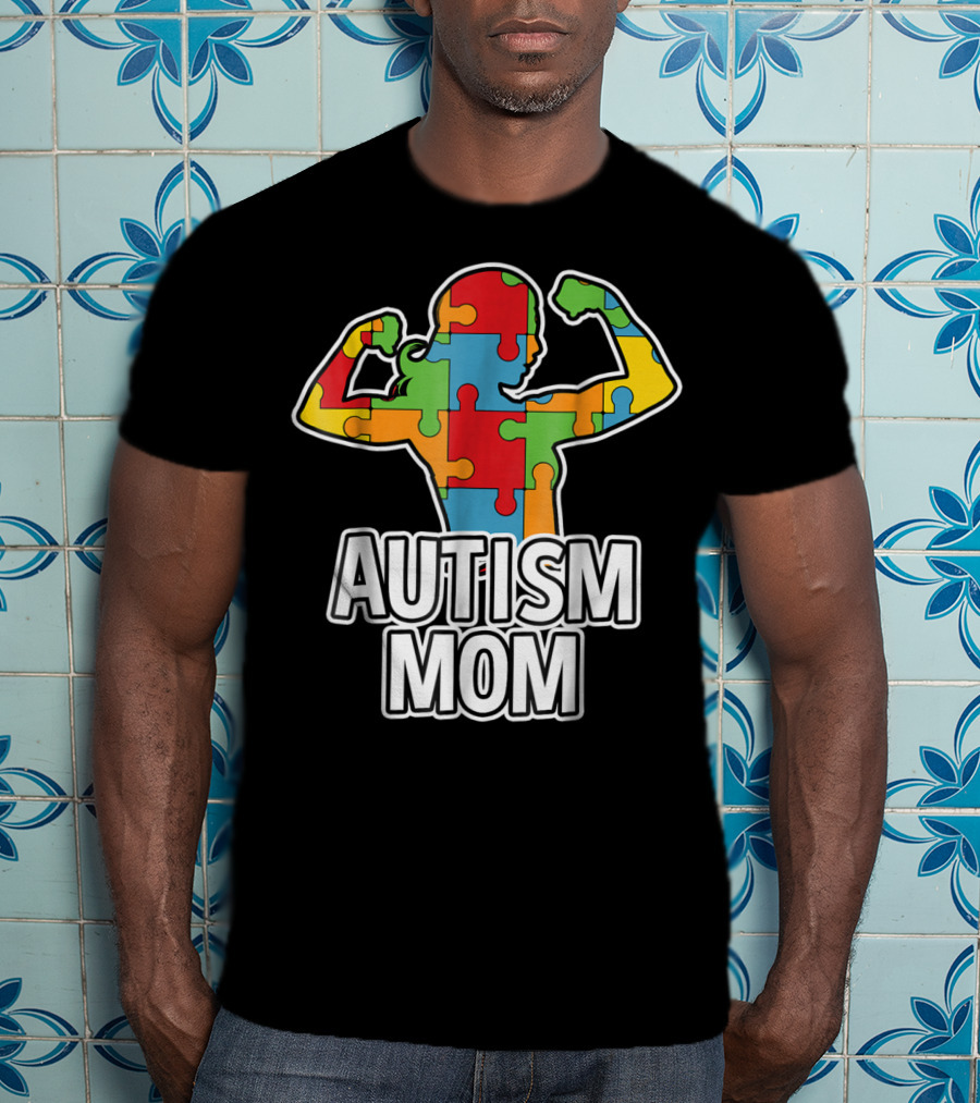 Autism Mom Puzzle Piece Awareness T-Shirt