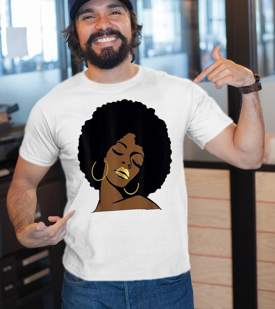 Black Girl Magic Afro Diva Gold Lips Melanin Mom Wife37 Bold Gold Accents T-Shirt