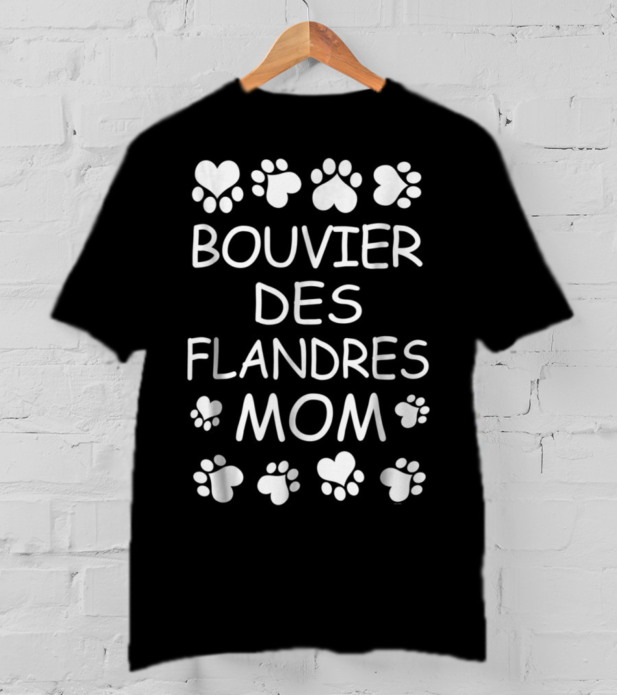 Bouvier Des Flandres Mom Paw Print Hearts T-Shirt
