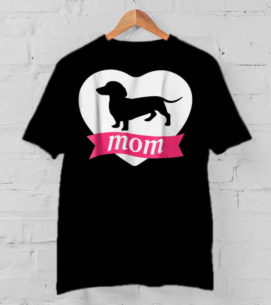 DACHSHUND MOM Heart Silhouette Vintage Fleece T-Shirt