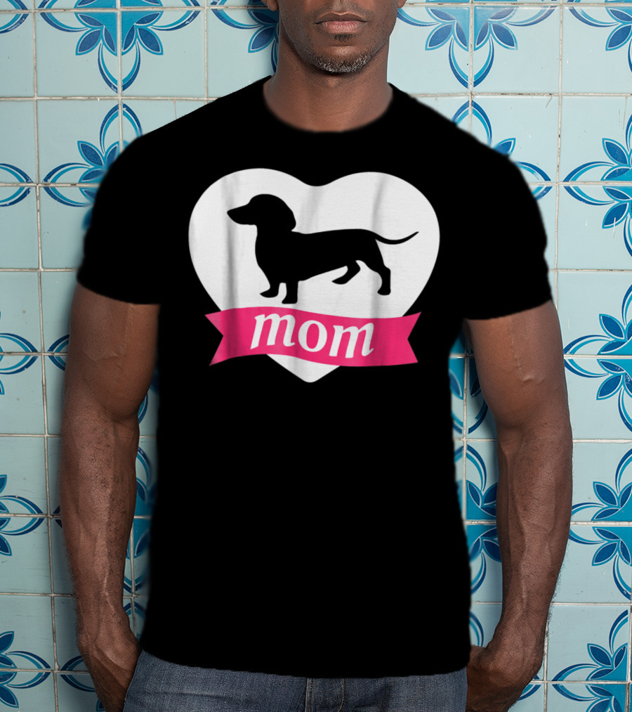 DACHSHUND MOM Heart Silhouette Vintage Fleece T-Shirt