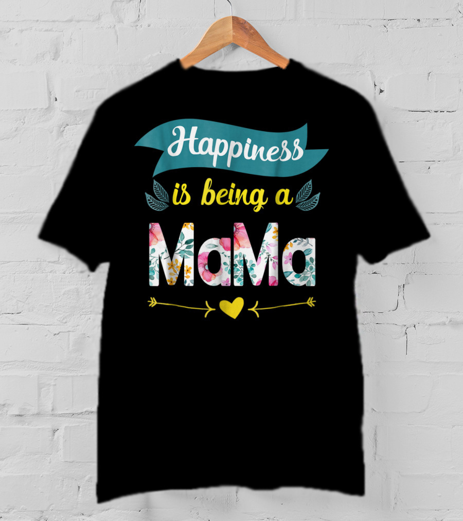 Happiness Is Being A Mama Floral Heart T-Shirt