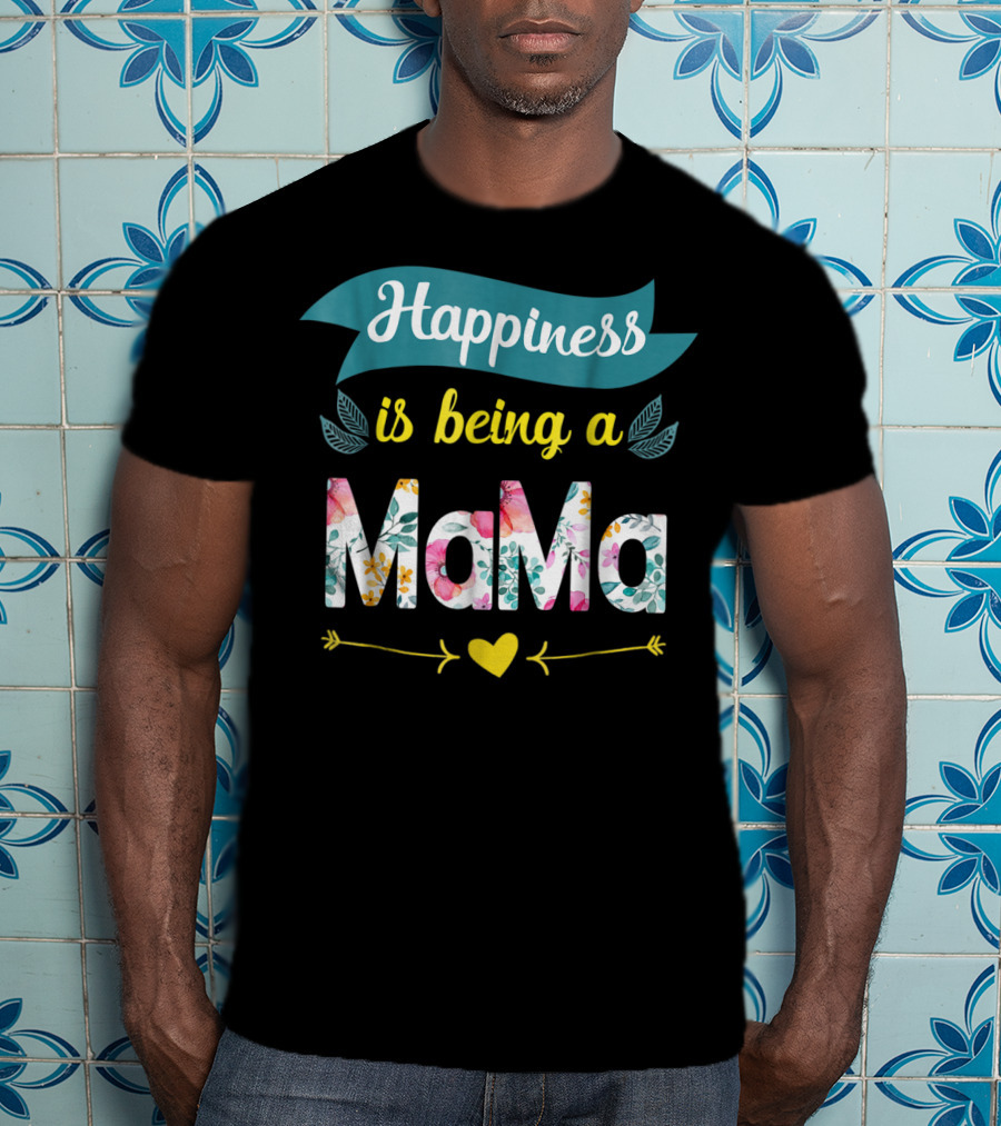 Happiness Is Being A Mama Floral Heart T-Shirt