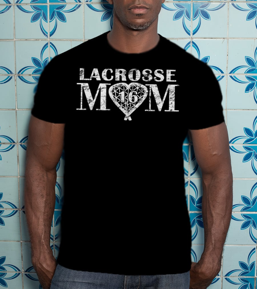 Lacrosse Mom 16 Heart Design LAX Player Mom T-Shirt