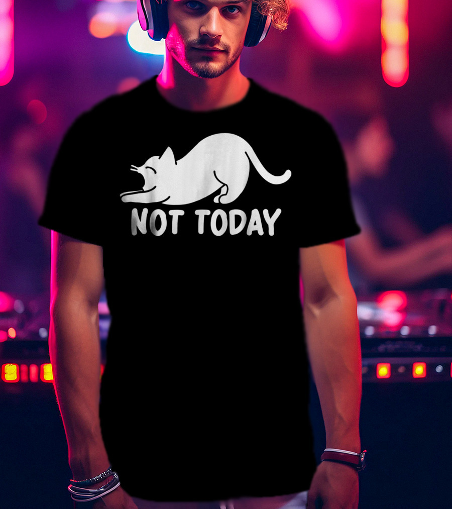 Lazy Cat Not Today Cat Lovers Cat Lady Cat T-Shirt