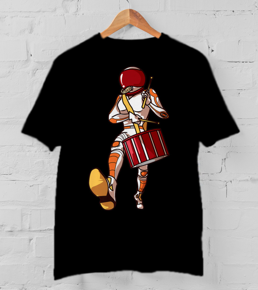 Marching Band Drums Mom Player High School Space-Themed Drummer Astronaut T-Shirt