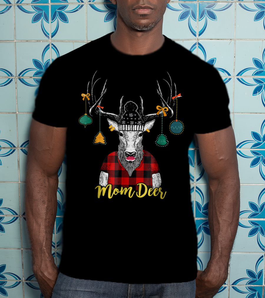 Mom Deer Christmas Plaid Noel Xmas Apparel16 T-Shirt