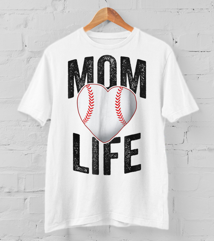 Mom Life Baseball Heart Mother Mama Player Team Heart25 T-Shirt