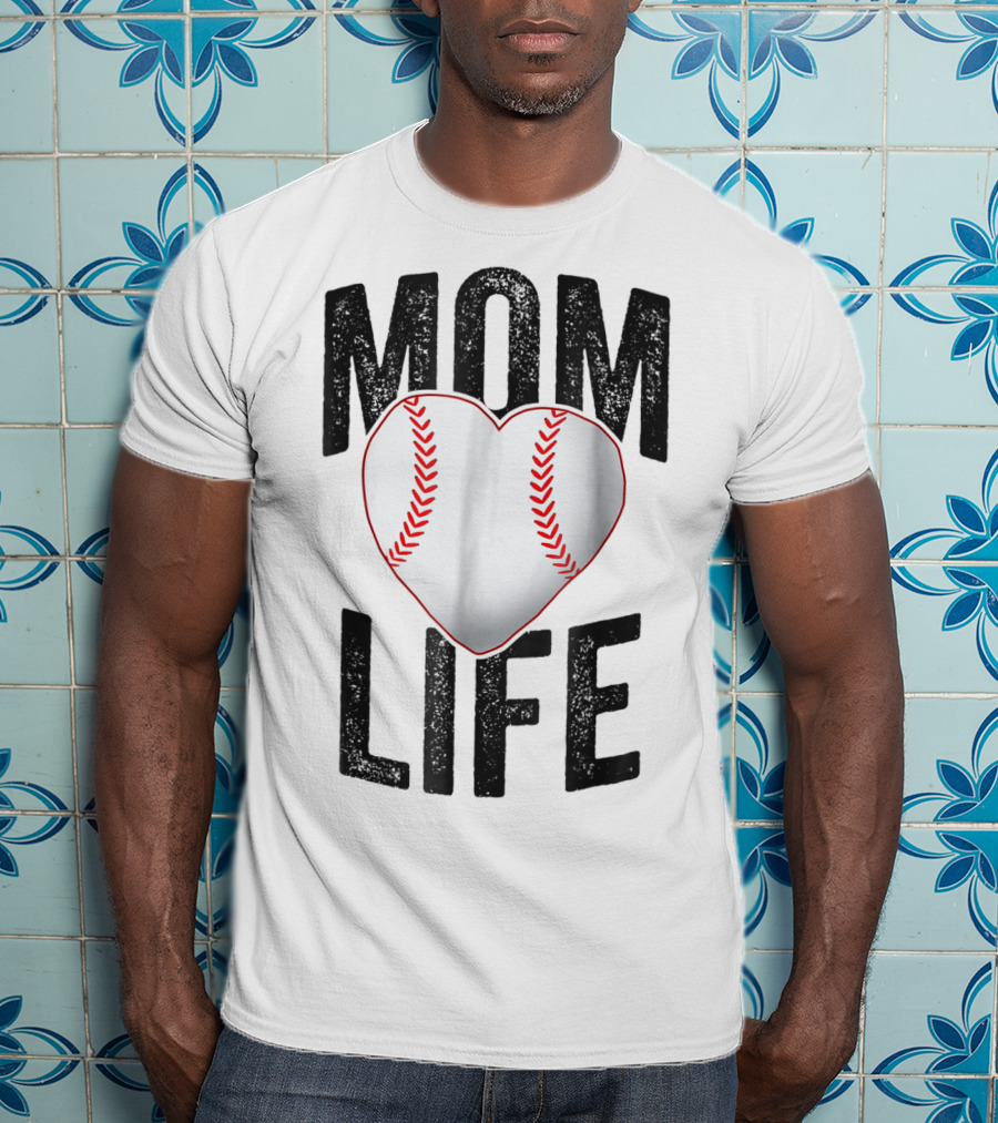 Mom Life Baseball Heart Mother Mama Player Team Heart25 T-Shirt