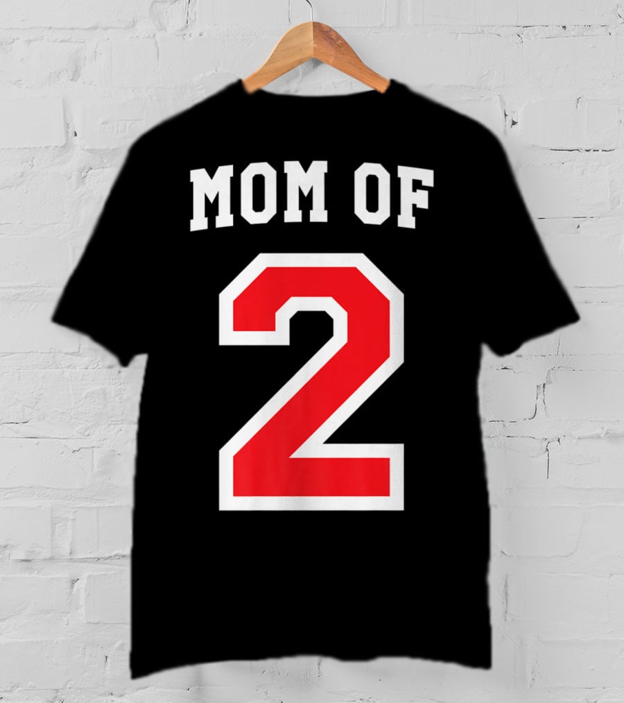 Mom Of 2 Kids Baseball Mom Sports Jersey T-Shirt