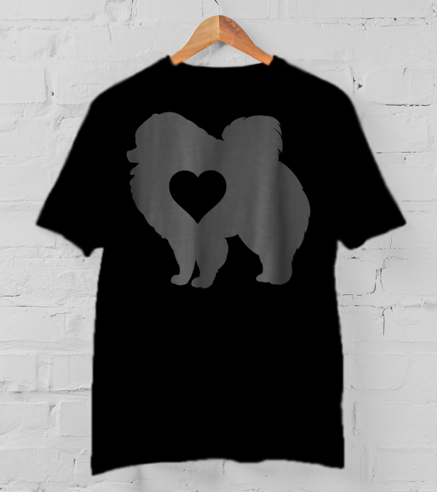 Pomeranian Love Heart Silhouette Dog Mom Idea T-Shirt